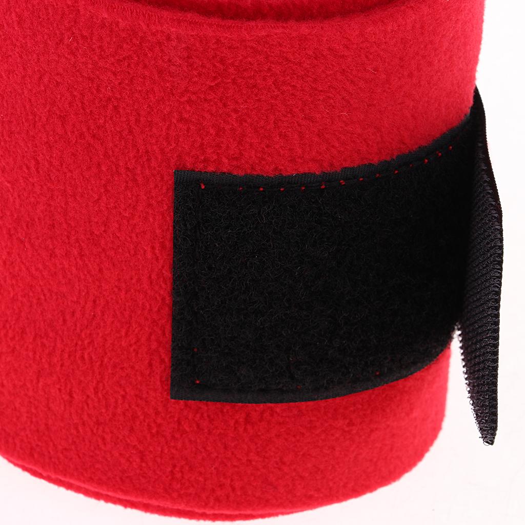 Horse Grooming Of 4 Fleece Leg Wraps Equestrian Supplies - Red