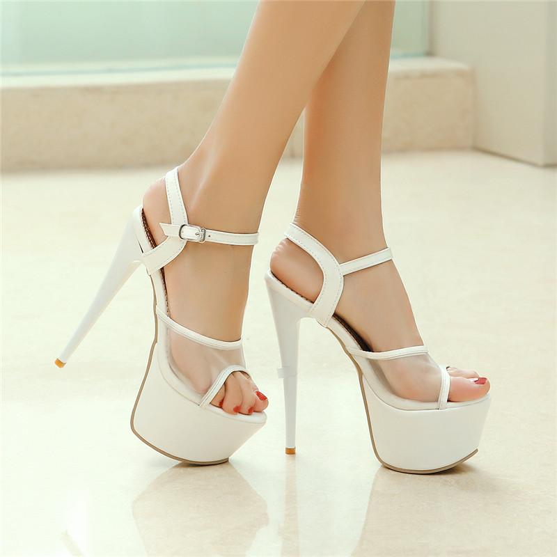 Módní síťované sandály Dámské letní boty Platforma Luxusní Červená Bílá Žabky Dámské Sexy 16cm Extrémně Vysoké Podpatky Striper Boty