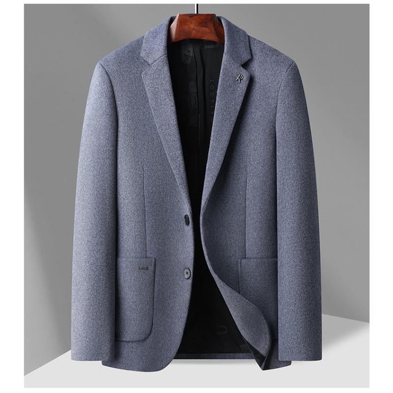 Podzimní a zimní lehký luxusní vlněný jednoknoflíkový trendy oblek s vestou pro středního věku a mladé muže