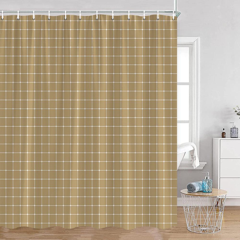 Simple Checkerboard Shower Curtains Colorful Abstract Gingham Pattern Check Checkered Modern Nordic Bathroom Curtains Decor