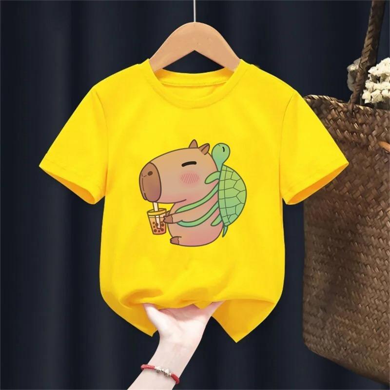 Summer Smiling Face Print Children's T-shirt Short-sleeved Pure Cotton Loose Basic Versatile Base Cool Simple Kid Girl Tees Tops