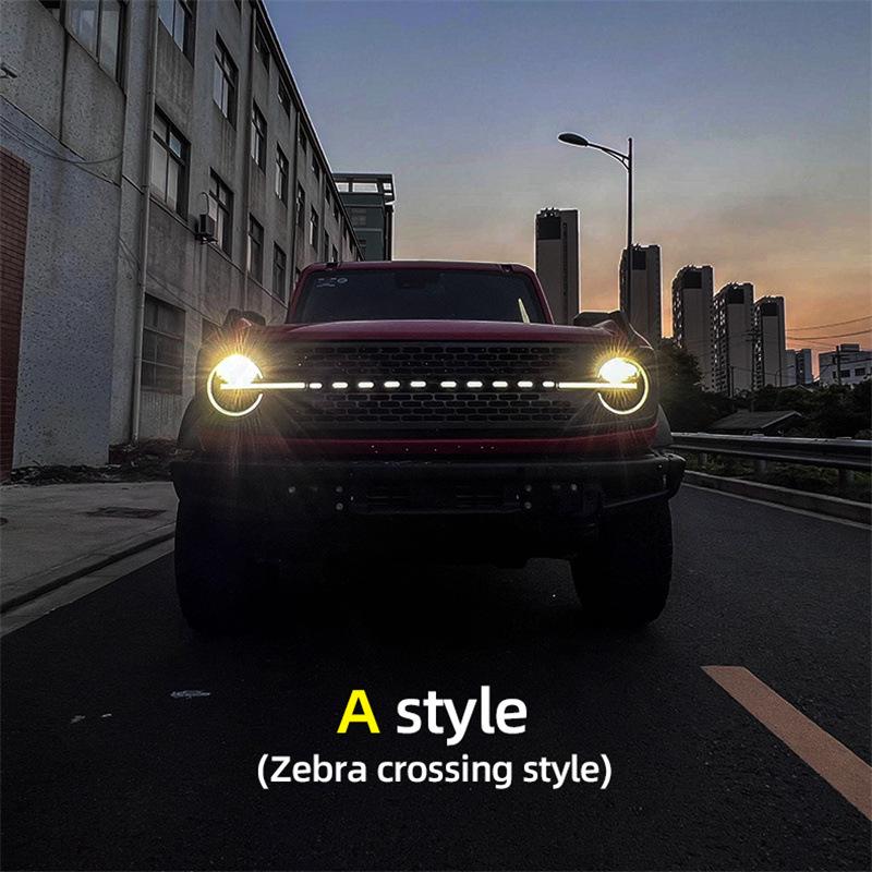 Bronco 2021+ Modification Grille: White/Yellow Line Light Style