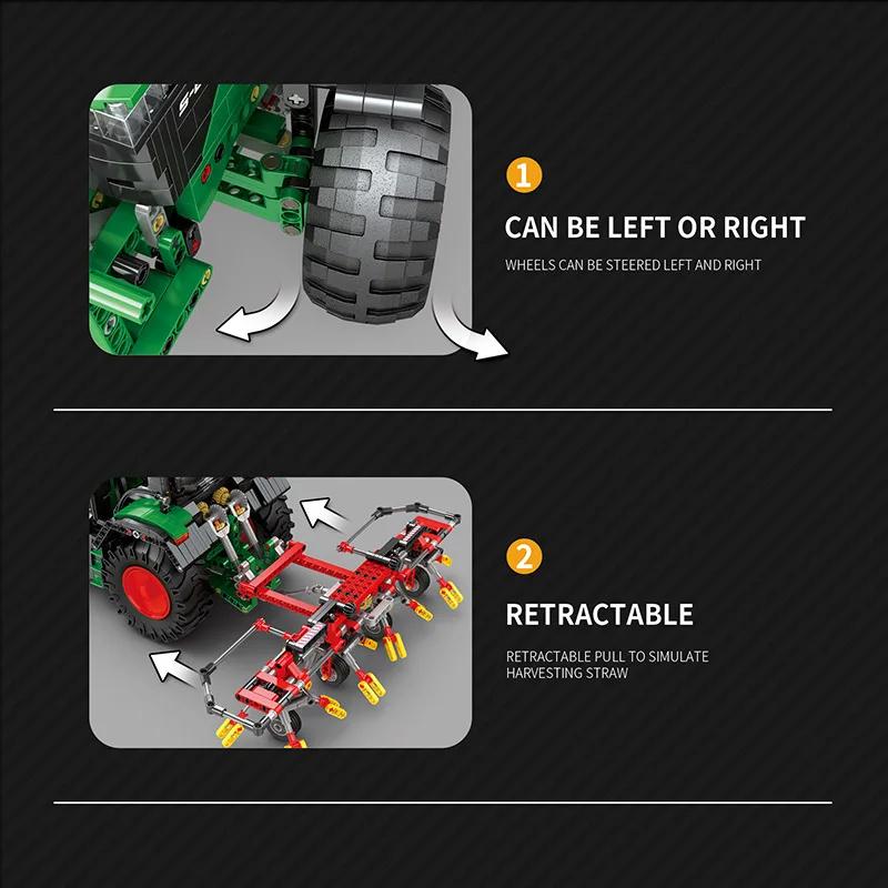 1664KS Stavebnice Zemědělský traktor Rc APP Dálkové ovládání Město Inženýrské auto Model Kostky Dětské Vzdělávací DIY hračky