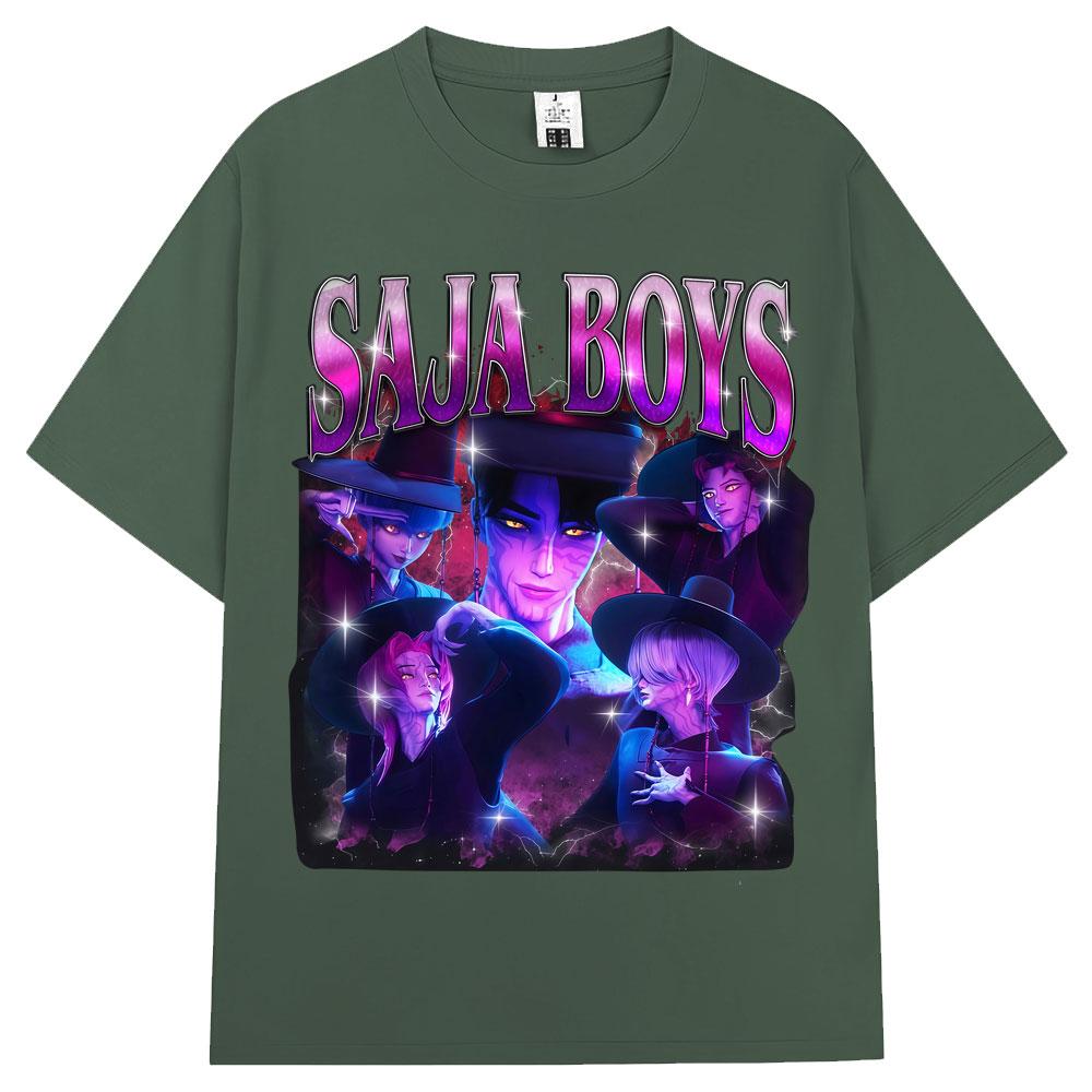 Žhavé Anime KPop Lovci démonů Saja Chlapecká trička Harajuku Vintage Manga Pánská Dámská trička Volná Bavlněná Ležérní Trička Streetwear