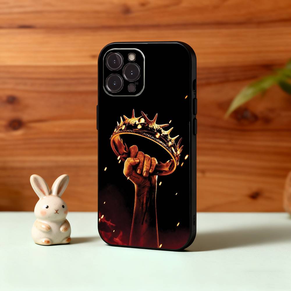 Queen King Crown Phone Case For iPhone17,16,15,14,13,12Plus,Pro Max,XS,5G Soft Silicone Black Cover iPhone16
