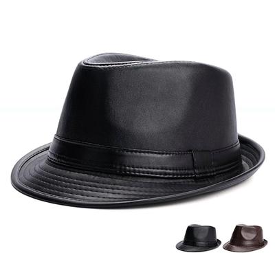 Britischer Stil Retro Gentleman Hut warmer Jazzhut mittleren Alters und ältere Senioren PU Leder Zylinder Gentleman Hut