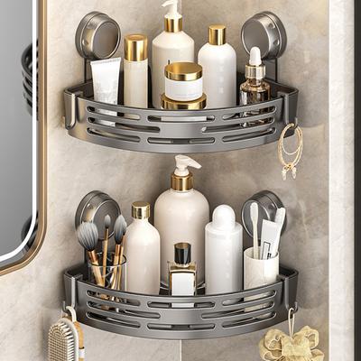 Bathroom Storage Rack No-Drill Corner Shelf with Strong Suction Cups Rustproof Shower Organizer Space-Saving Triangular Bathroom Shelf
