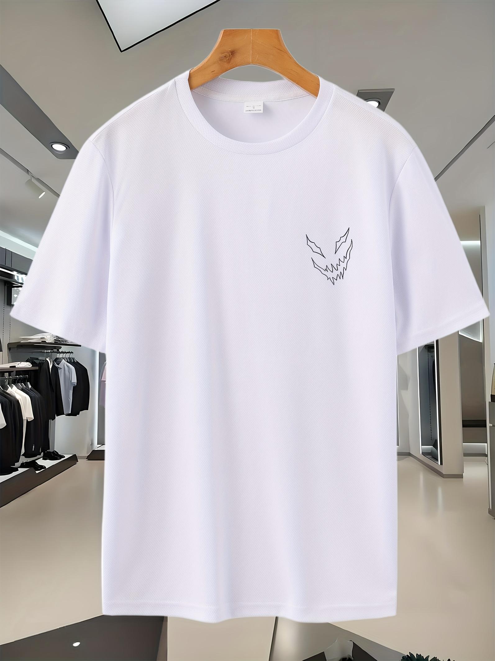 White Graphic Print Athletic T-shirt - Lightweight Breathable Mesh Short Sleeve Tee with Wing Design for Gym XXXL