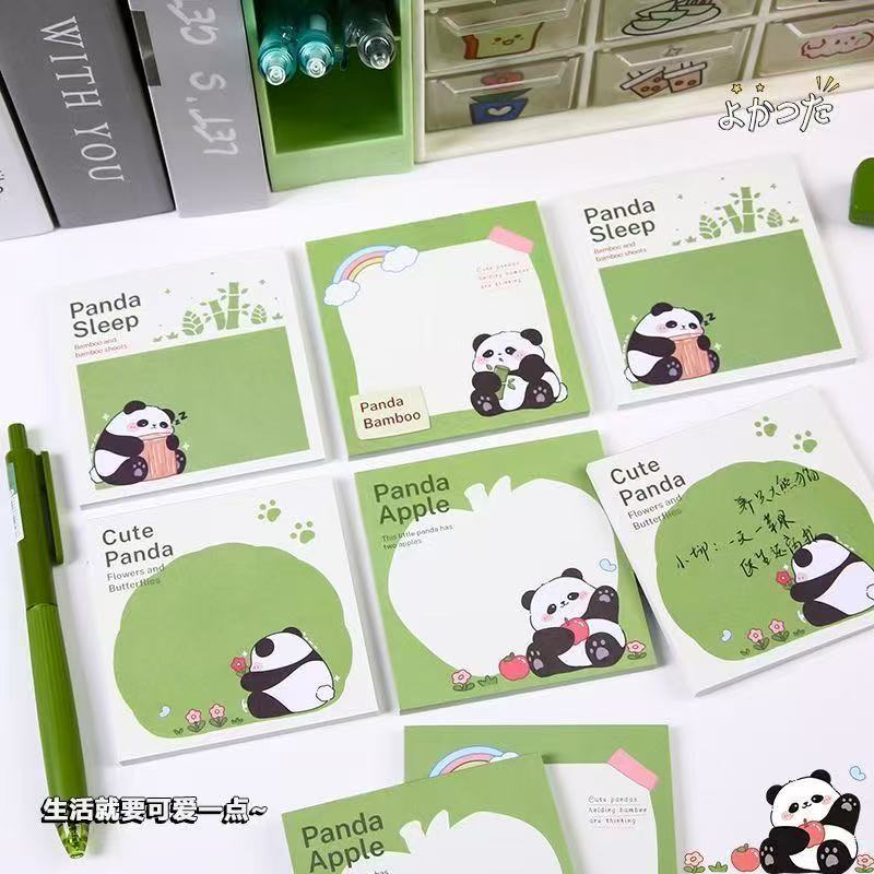 Kawai Stationery Panda Note Pad Cute and Beautiful Tearable Sticky Cartoon Notepad Simple Portable Ins Style Small Book Lovely