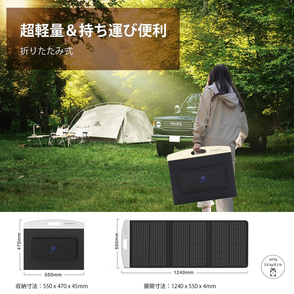 ERICSITY Solar Panel 100W Foldable Solar Charger Solar Panel Latest ETFE Single Crystal High Conversion Rate Fast Charging IP65 Waterproof and
