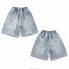 Pantaloncini di Jeans Strappati Estivi per Bambini con Buchi per Ragazzi Pre-adolescenti Jeans Blu Casual al Ginocchio Pantaloncini Spezzati per Bambini