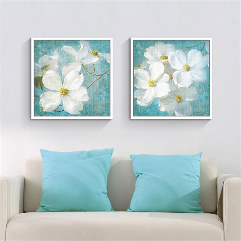 Venkovská krajina Americká venkovská nástěnný plakát Bílá květina Obraz na plátně pro dekoraci obývacího pokoje Obraz