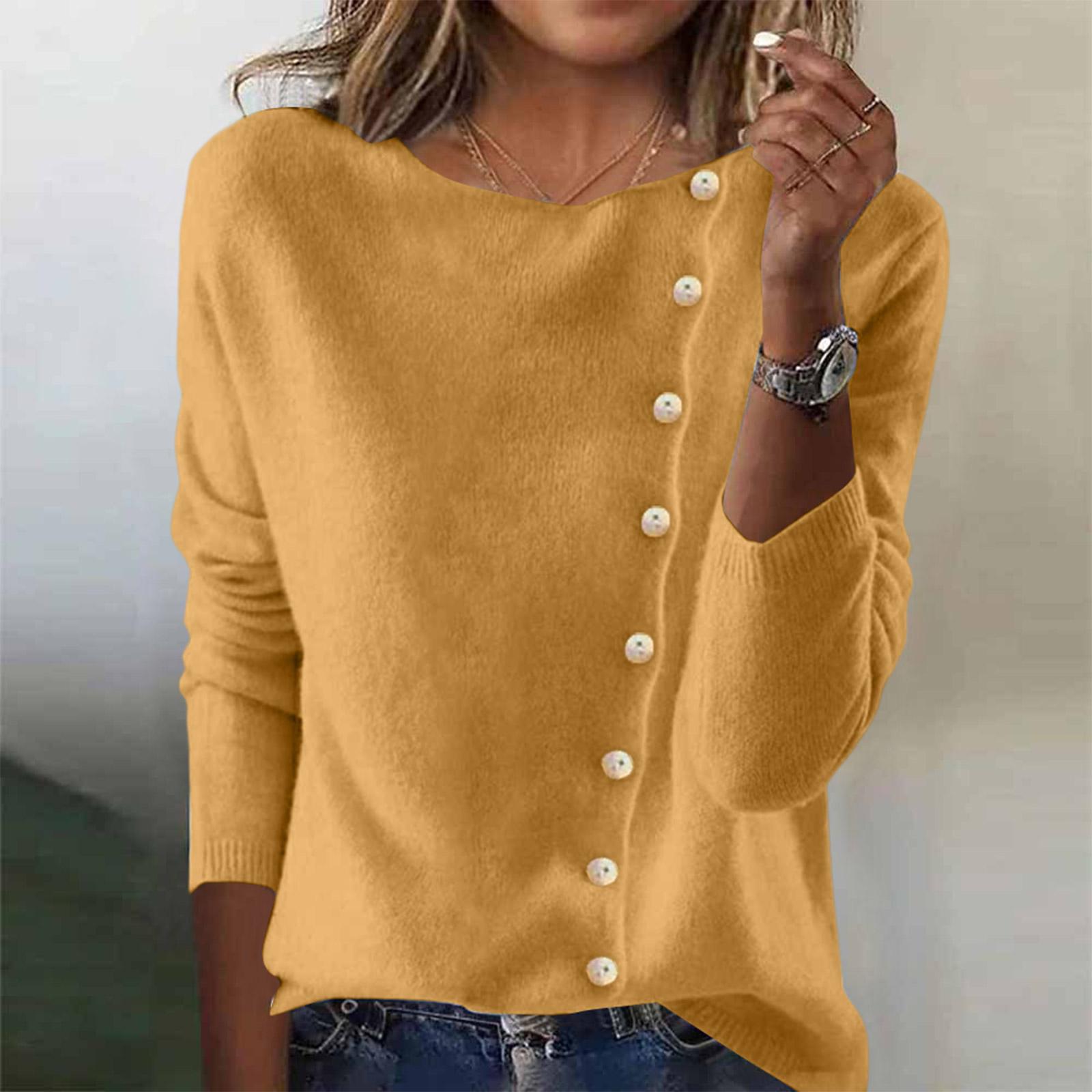 

Women s T-Shirt Vintage Floral Print Round Neck Loose Long Sleeve Mid-Length Thumb Leak Top XL жёлтый