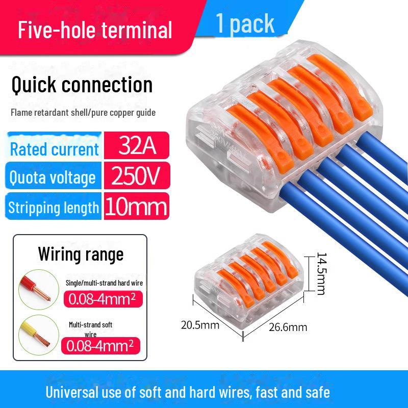 Terminal de conectare rapidă PCT SPL-12345: Conector electric multifuncțional cu 2 poziții pentru cabluri de calibru 4, 2 intrări, 2 ieșiri