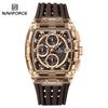 Naviforce 7105 Casual New Chronograph Mul-tifunction Watches Sports Silicone Man Transparent Case Wristwatch Relogio Masculino