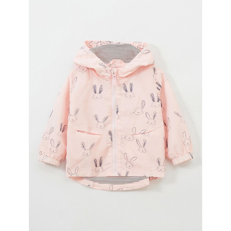 2024 New Autumn Girls' Jacket, New Autumn European and American Children's Clothing Jacket, Casual Children's Cartoon Hooded Windbreaker