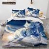 Wolf Duvet Cover Set Black White Wolf Yin And Yang Pattern Wild Animals Comforter Cover King Queen Size For Kid Boys Bedding Set