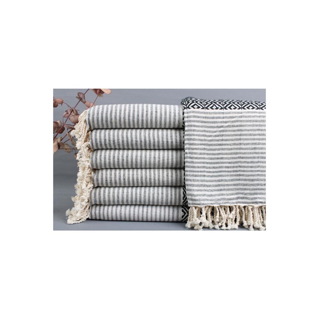 Peshtemal Black 95x190 Cm Cotton Beach Peshtemal Beach Towel