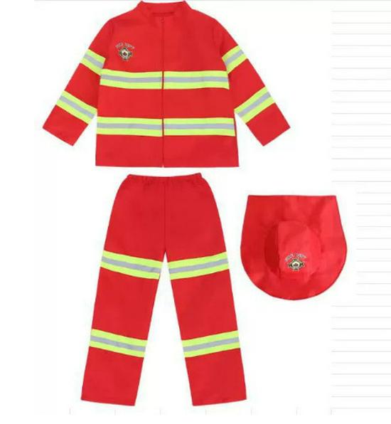 Children's Firefighter Costume for Kindergarten Role Play and Performance
