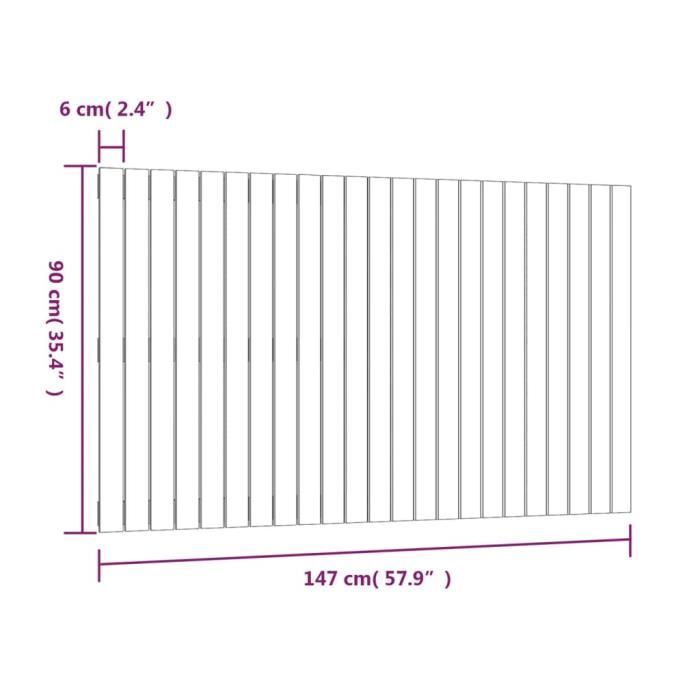 VidaXL Tête de lit murale 147x3x90 cm Bois massif de pin 824893