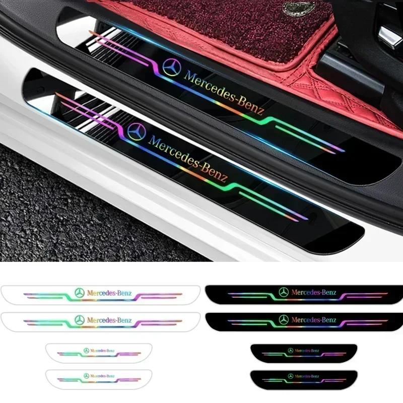 4 Stück Auto Laser Schweller Schutz Auto Emblem Aufkleber Zubehör für Mercedes Benz AMG Brabus Smart W204 GLC CLA W205 W203 W206