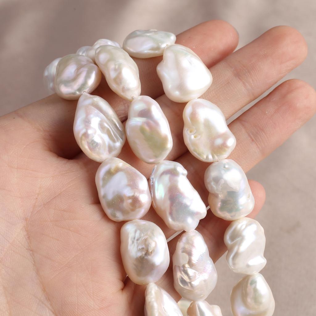 1String, White Natural Freshwater Pearls, Irregular Baroque Pearl Beads for Jewelry Making DIY, Unique Birthday Party Wedding Crafts, 36cm