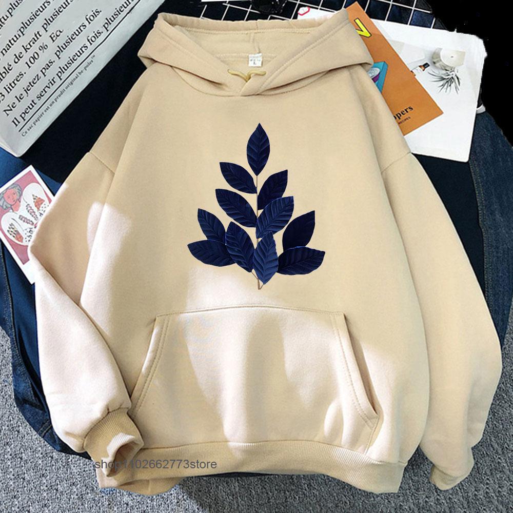 Blue and White Christmas Hoodies Men Chinoiserie Sweatshirts Leaf Print Clothes Y2k Top Women Winter Kpop Sudadera