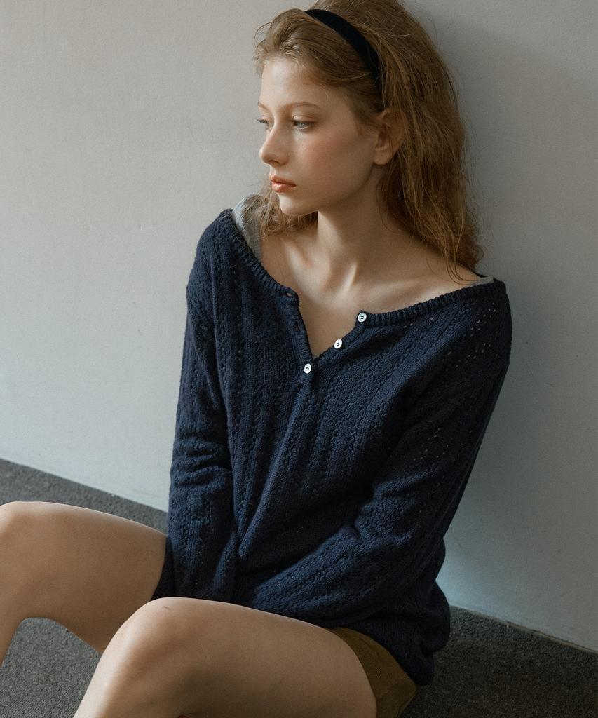 LETTER FROM MOON Blake Wool Knit Dress (Navy)