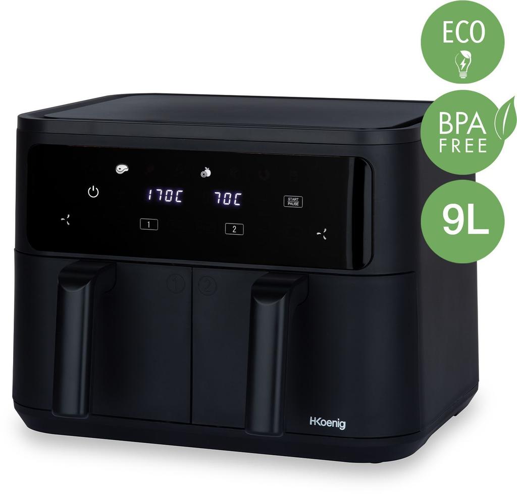 Friteuse sans huile - H.Koenig - FRY900 - 9L - 2400 watts - 8 programmes de cuisson