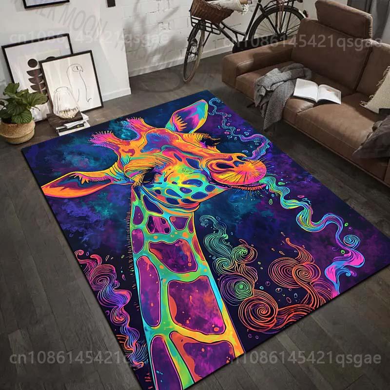 1PC Colorful Artistic Giraffe Image Print Carpet Rug for Living Room Bedroom Sofa Doormat Home Decor Non-slip Floor Mat