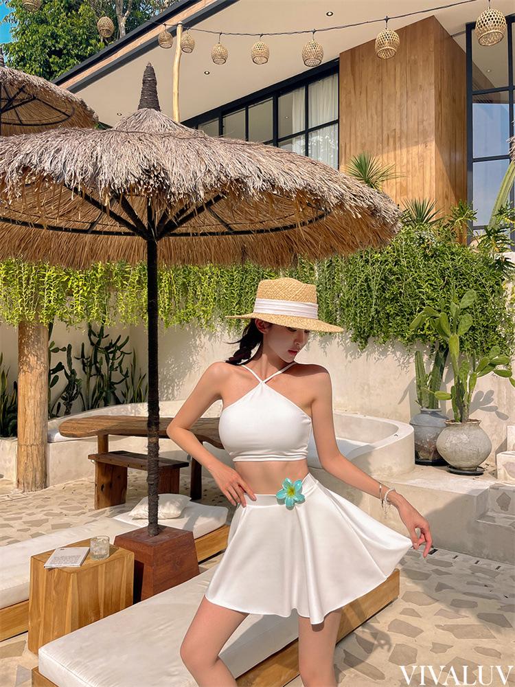 Women's Solid Color Halter Bikini - Sexy Korean Style Beach Swimwear