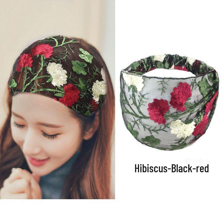 Spring & Summer Women's Embroidered Wide Headband - Sweet Korean Style Hair Accessory
