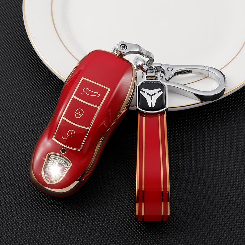 

Чехол для ключа Porsche для Cayenne, Macan, Panamera, 718, Taycan, 911 - Унисекс Накладка на ключ Пряжка PE Bag