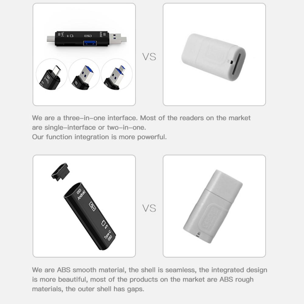 Type C&MicroUSB & USB 3 In 1 OTG Card Reader High-speed Universal OTG TF/USB for Android Computer Extension Headers