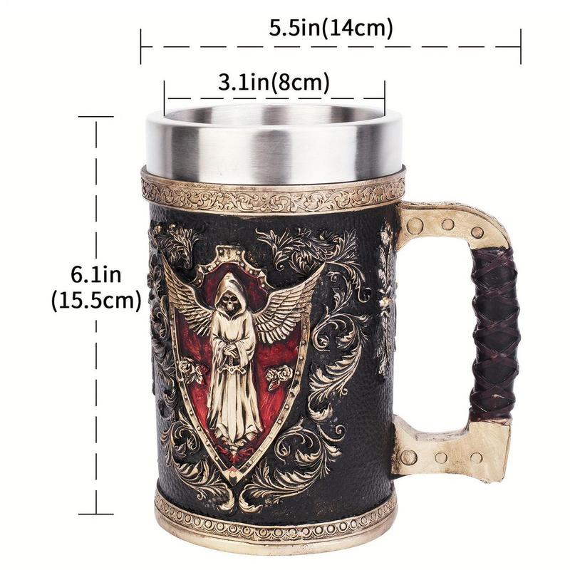 Skull Mug Collection Stainless Steel Insert Resin Beer Danegeld Tankard Coffee Beer Mugs Cup Halloween Friends Gift