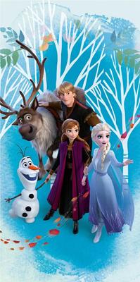 Beach Towel 70X140 Frozen 2924 Land of Ice Anna Elsa Kristoff Sven And Olaf Blue Forest