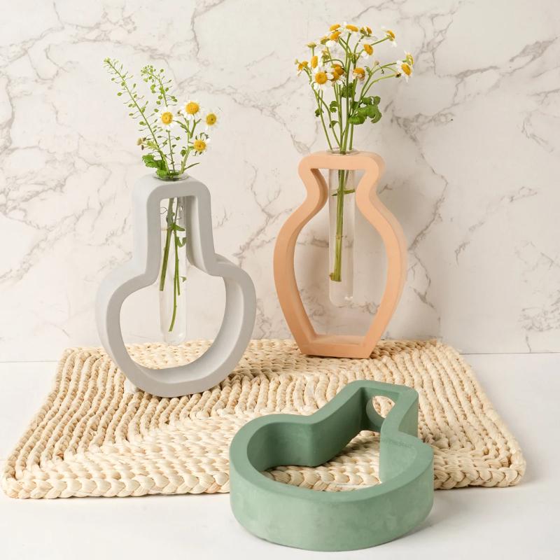 Nordic Style Simple Vase Silicone Mold DIY Hydroponics Flower Pot Craft Gifts Making Plaster Resin Casting Molds Home Decor