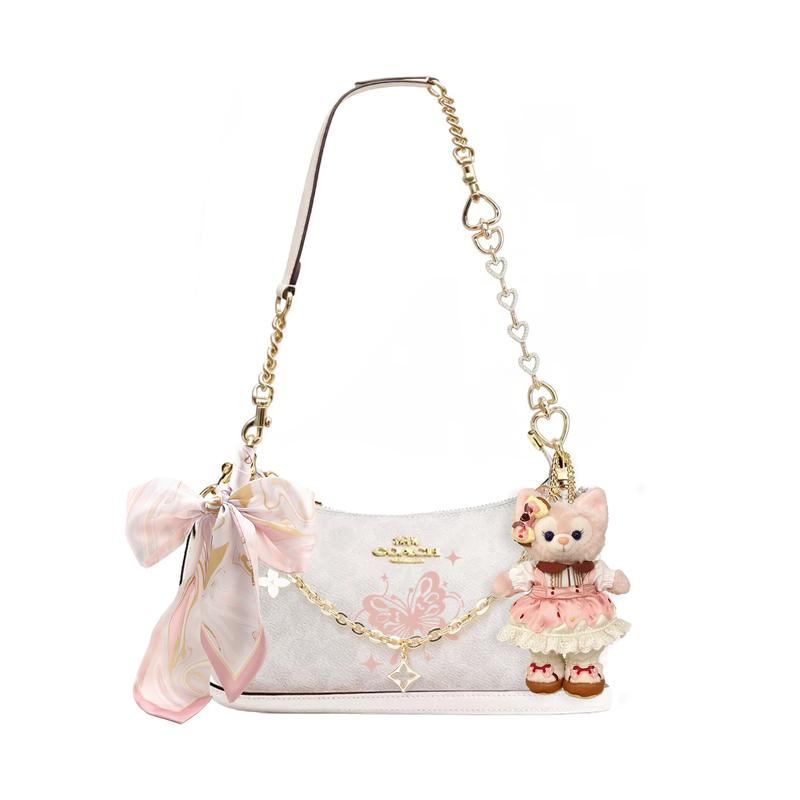 

COACH shoulder bag [Customized bag] Teri 25 brand micro-label detachable strap bow silk scarf extension chain printed artificial Yunguichu basic model білий
