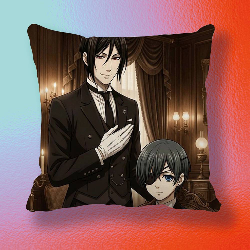 Black Butler Ciel and Sebastian Pillow cover Soft Microfiber Pillowcase Home Sofa Decor Surprise Decorative printed