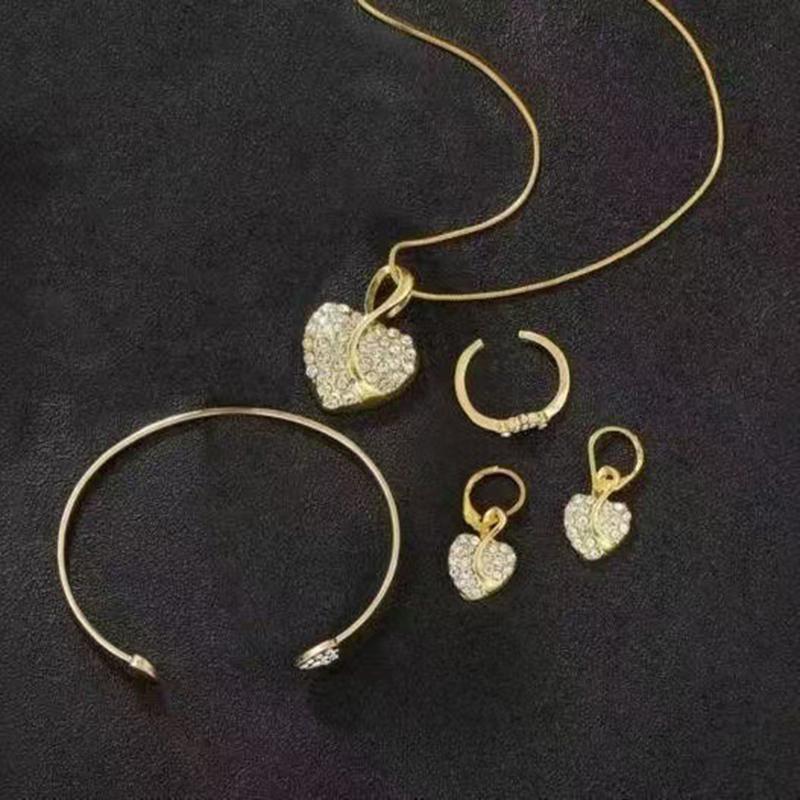 4Pcs/2Pcs Bracelet Necklace Ring Earring Set Suitable For Daily Clothing Matching