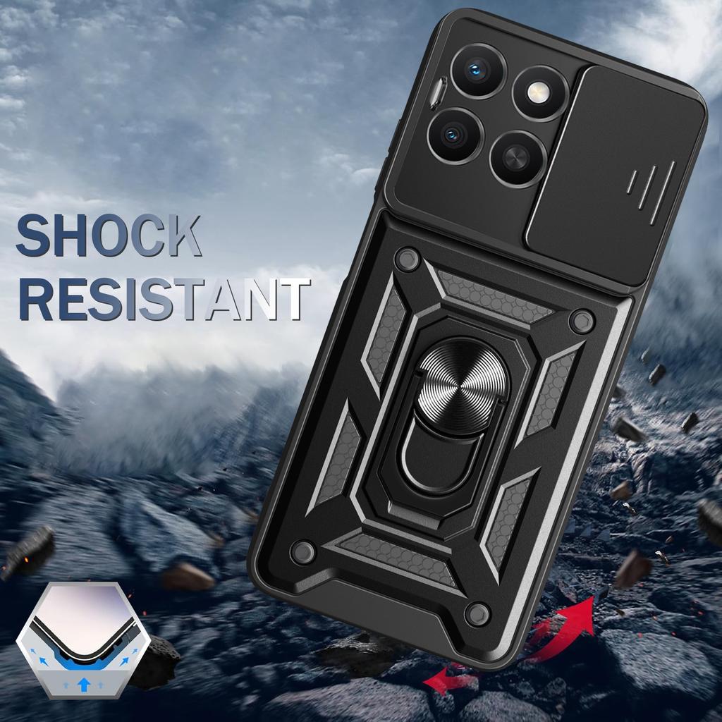 Slide Camera Cover for Honor X8C X7C X9C X6B X7B X8B X9B X6A X7A X8A X9A X6 X7 X8 Case Armor Ring Stand Holder Cover Capa Funda