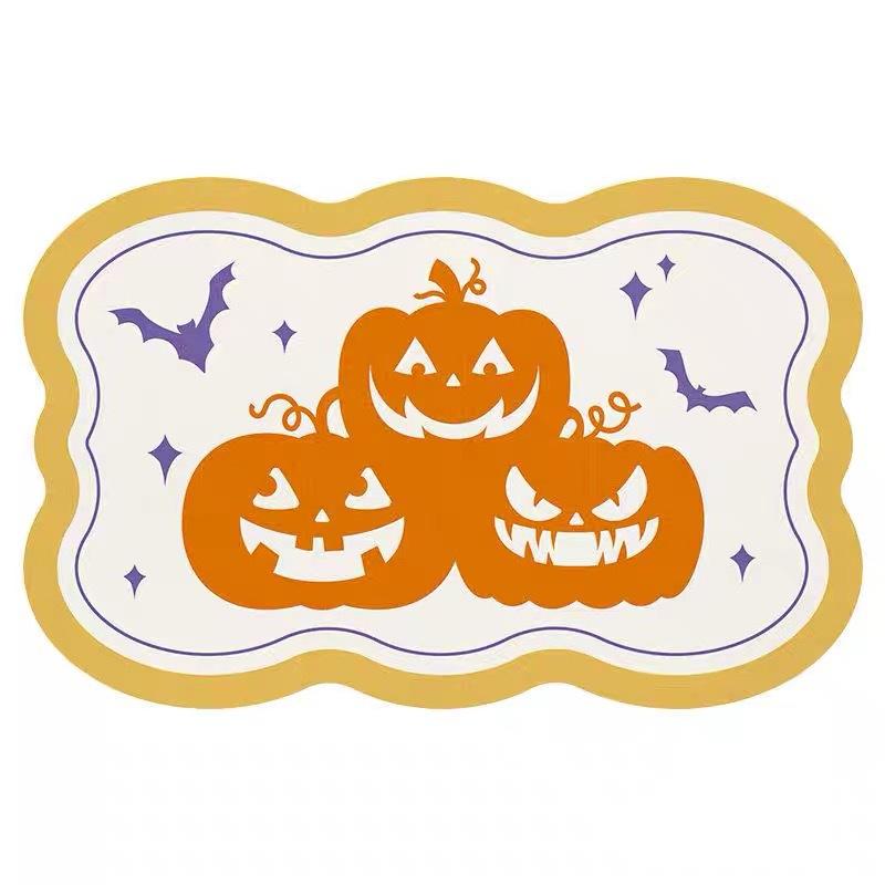 Diatom mud 1/2PCS Cartoon Kitchen Bathroom Floor Mat Entry Door Pumpkin Carpet Porch Balcony Corridor Non-Slip Rugs Home Decorat