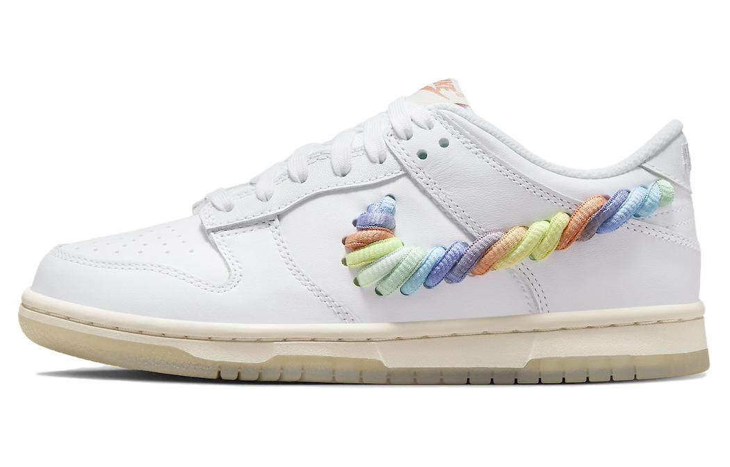 Nike Dunk Low SE Rainbow Lace Swoosh White GS FN4861-100 38