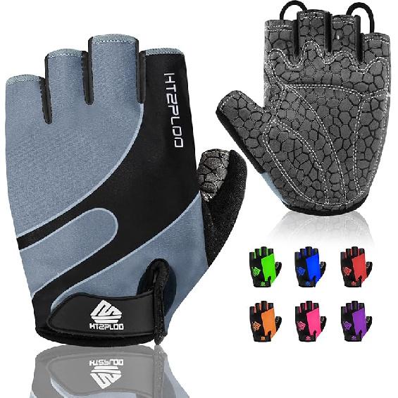 Fahrradhandschuhe für Herren Damen mit rutschfestem, stoßdämpfendem Polster, leichte Halbfinger-Radhandschuhe