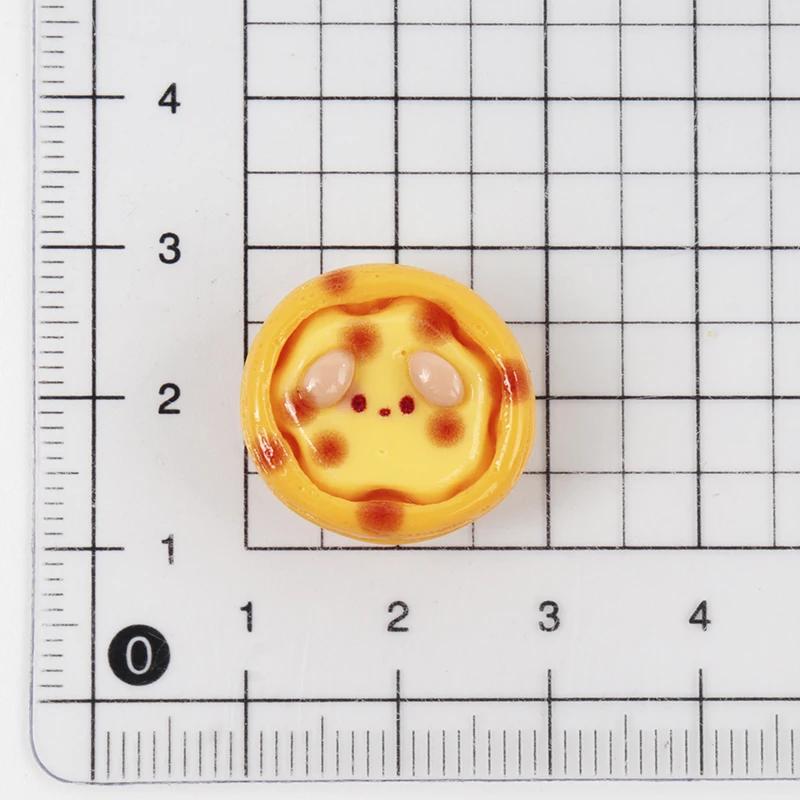 10/100PC Resin Egg Tart DIY 3D Fake Food Miniatures Figurine Craft Flatback Dollhouse Decoration Scrapbook Keychain Accessories