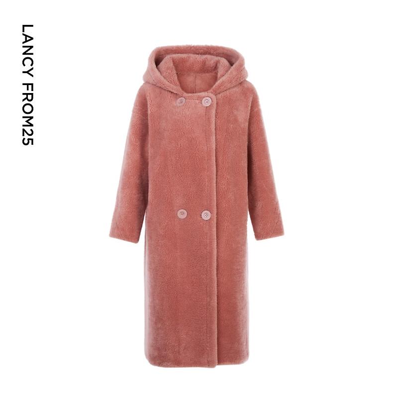 Langzi Women's Mid-Length Hooded Teddy Wool Coat