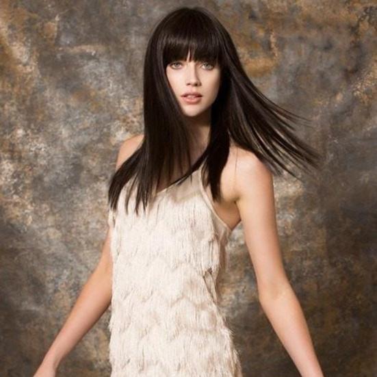 

Высокотемпературное волокно для женщин, длинные прямые черные коричневые парики с челкой, синтетические волосы