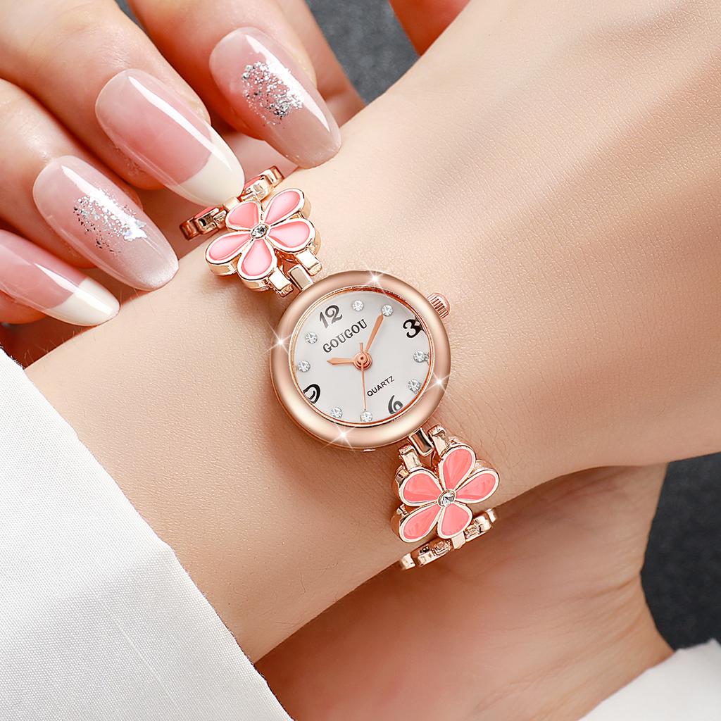 Fashion Flower Bracelet Strap Women Watches Ladies Diamond Arabic Numeral Dial Wristwatches Reloj Mujer