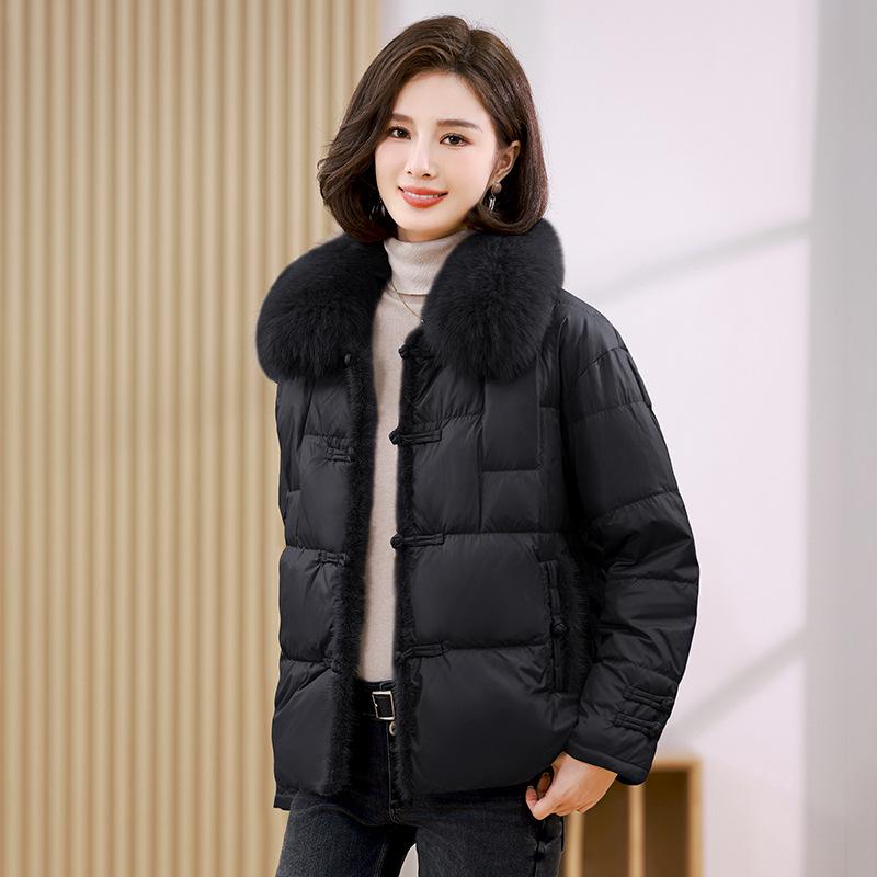 Women's Winter 2024 Plus Size Fur Collar Duck Down Coat - Fashionable, Loose, and Warm