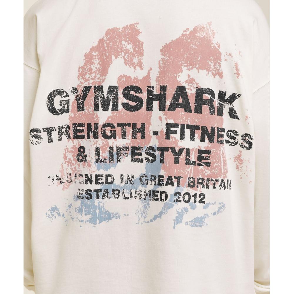 Gymshark STrengTh FiTness LifesTyle Long Sleeve T shirT sofT whiTe A4c8r Wcmy